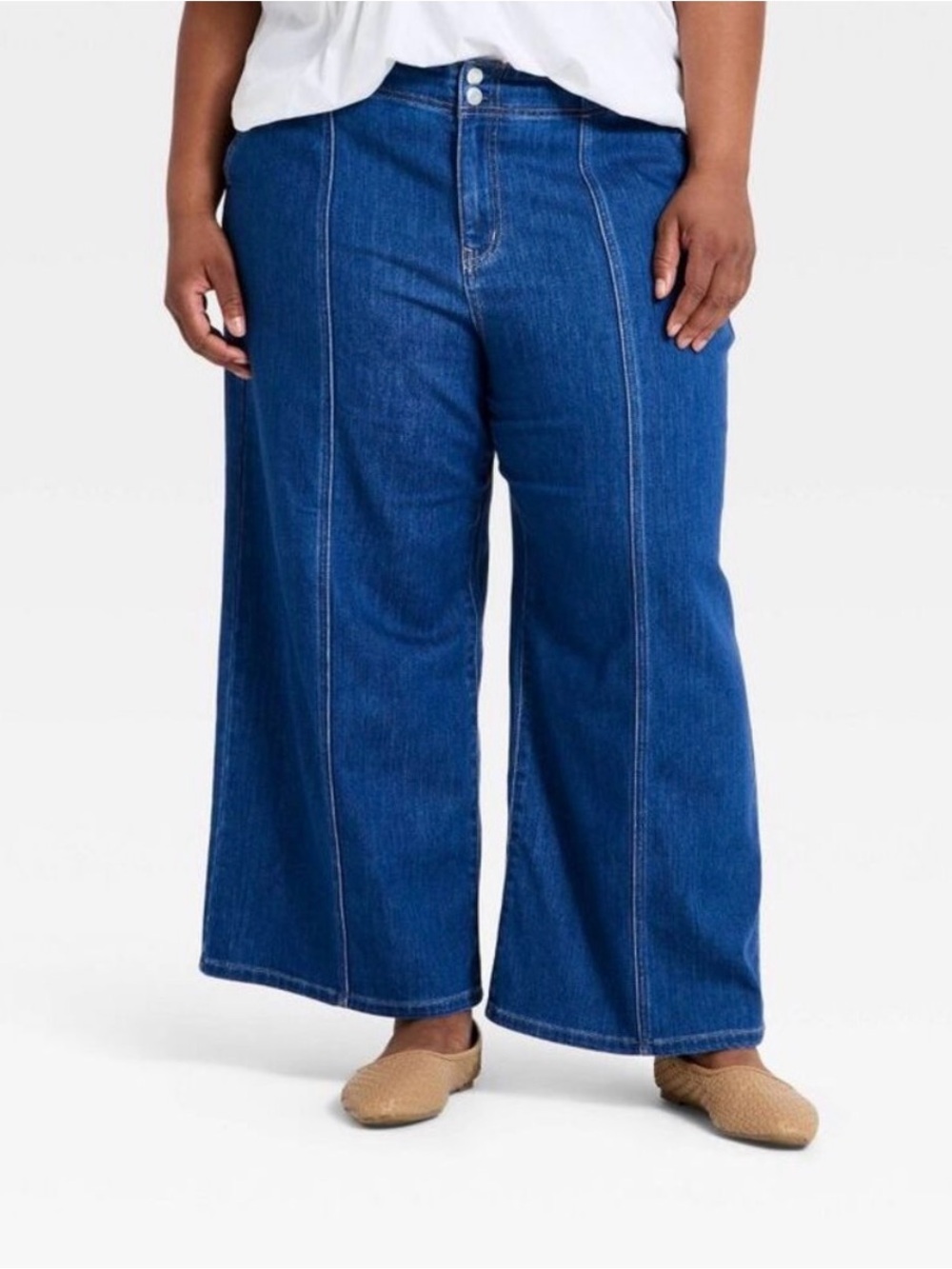 Ava & Viv High-Rise Tailored Cropped Wide Leg Jeans